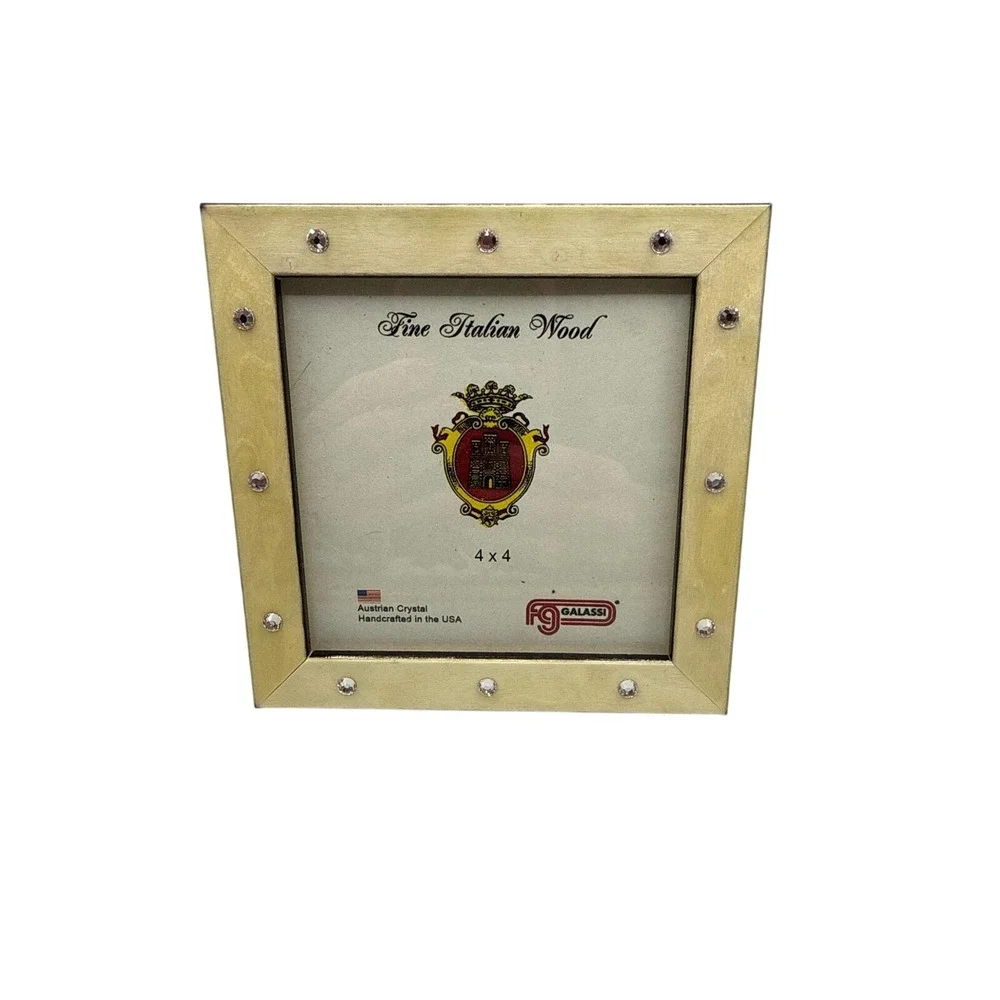 Galassi Fine Italian Wood Picture‎ Frame 4x4 Austrian Crystal Gold Handcrafted